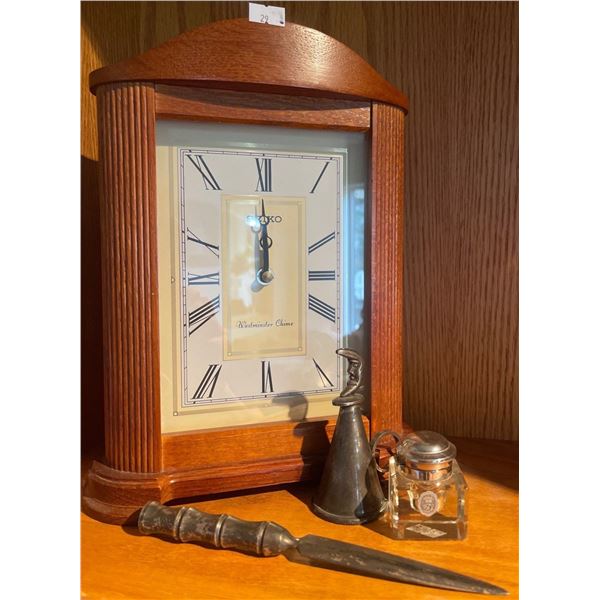 Seiko Desk Clock 12T w/ Bell & Letter Opener