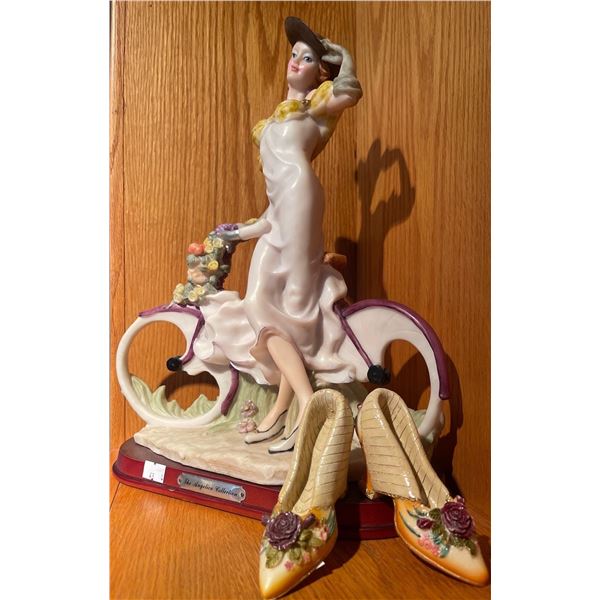 "The Angelica Collection" Lady Walking Her Bicycle 18T w/ Ceramic High Heeled Shoes