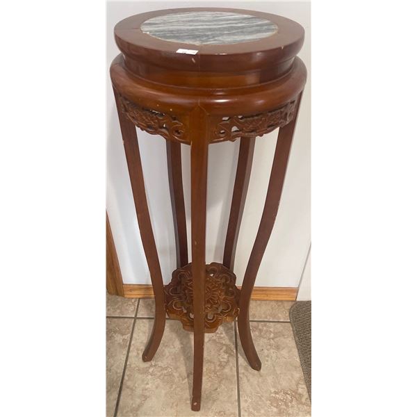 Walnut Decorative Side Table w/ Stone Top 10x34