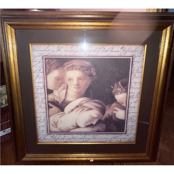 Vintage Gold Framed Art Print "Girl Talk" 45x45