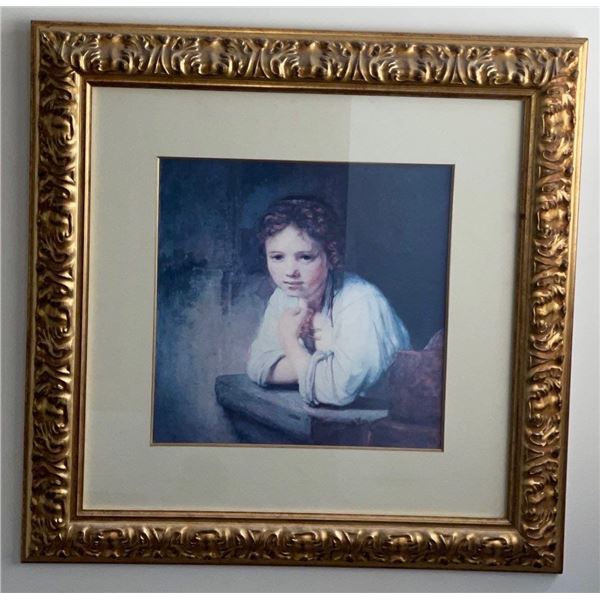 38x38 Vintage Art Print w/ Exaggerated Gold Frame