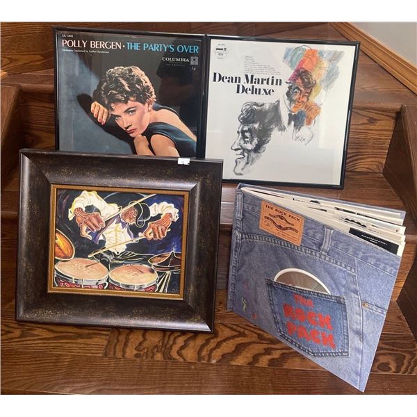 Music Painting 15x13 Vinyl Album Covers in Frames & The Rock Pack