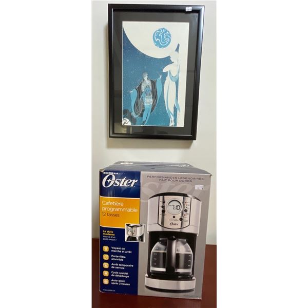 New Oster Digital Stainless Steele Coffee Pot w/ Middle Eastern Art Print 15x22