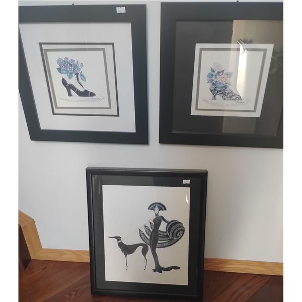 Trio Of Art Prints Artist Unknown 15x17