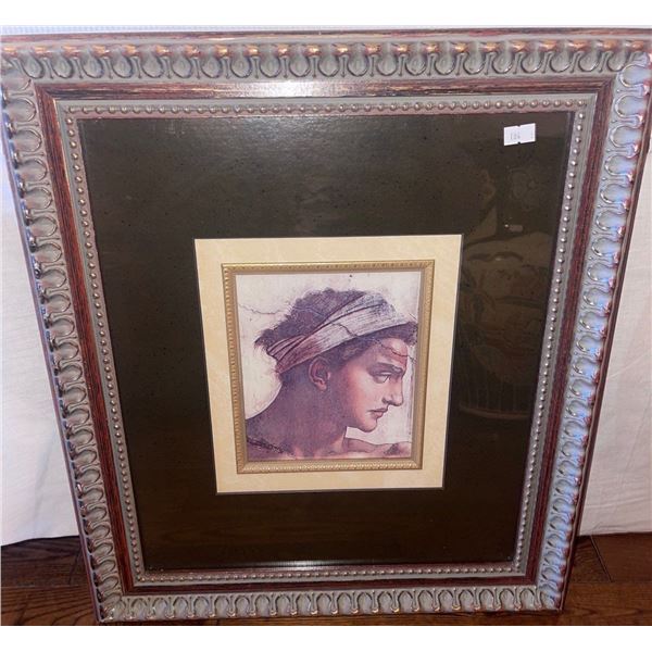 Art Print in Beautiful Hand Carved Frame Artist Unknown 18W