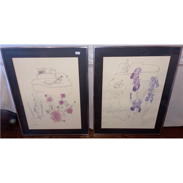 Floral Art Sketch Artist Millificent Tomkins 17x21 2 Count