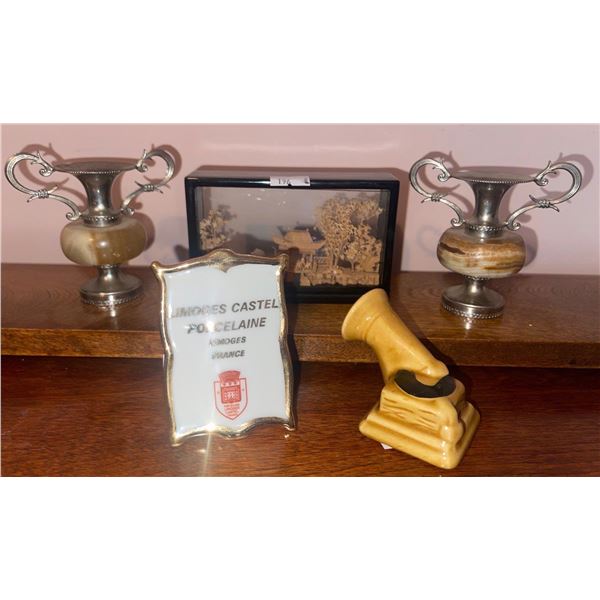 Oriental Resin Art 5x4 w/ Decorative Stone Vases & More