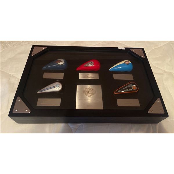 Harley D Collectable Gas Tanks in Shadow box