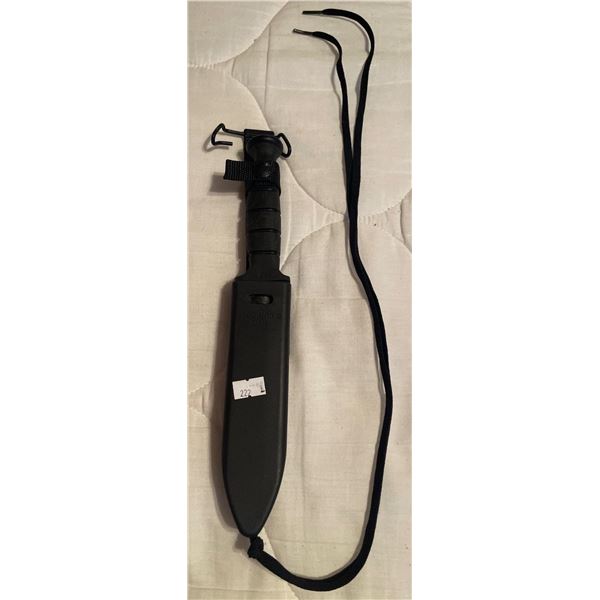 Black/Black Stealth Tactical Knife w/ Sheath 7inches