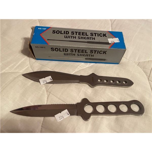 2 Throwing Knives w/ Personal Protection Baton