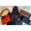 Image 1 : XL Harley Davidson Hooded Sweatshirt w/ Assorted Tree Shirts & Leather Belt