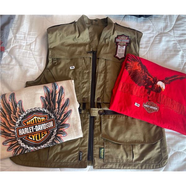 XL Harley Davidson Khaki Vest w/ Summer Tees