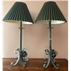 Image 3 : Pair of Sage Green Bedside Lamps 2T w/ Trio of Music Themed Wall Decor