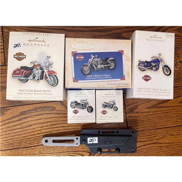 Ed Halligan Engineered Tactical Knife w/ Sheath & Assorted Hallmark Harley Davidson Keepsakes