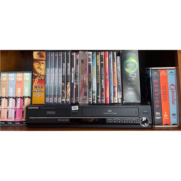 Samsung DVD/VHS Combo Console w/ Assorted Disks & Cassettes