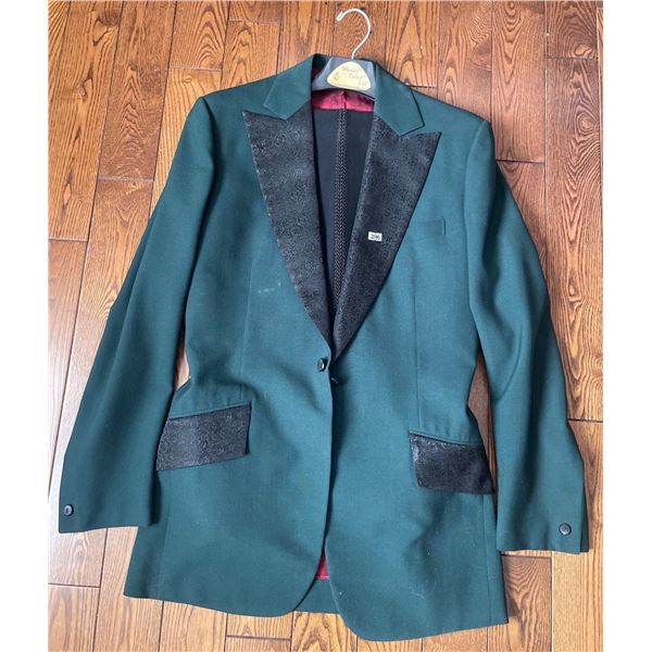 Special Occasion Attire Vintage Turquoise Black & Gold Custom Suit Approx. size 40
