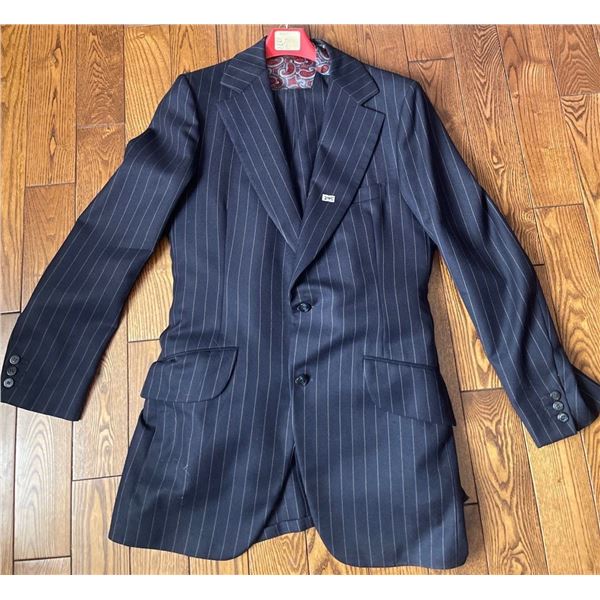 Navy Blue Custom Fit Pin Striped 3 Piece Suit Approx Size 40
