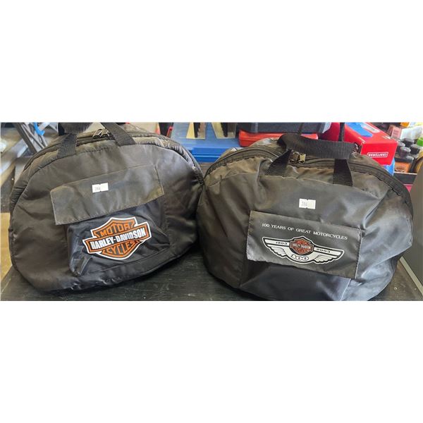 Pair Of Harley Davidson Motorcycle Helmets w/ Carry Bags