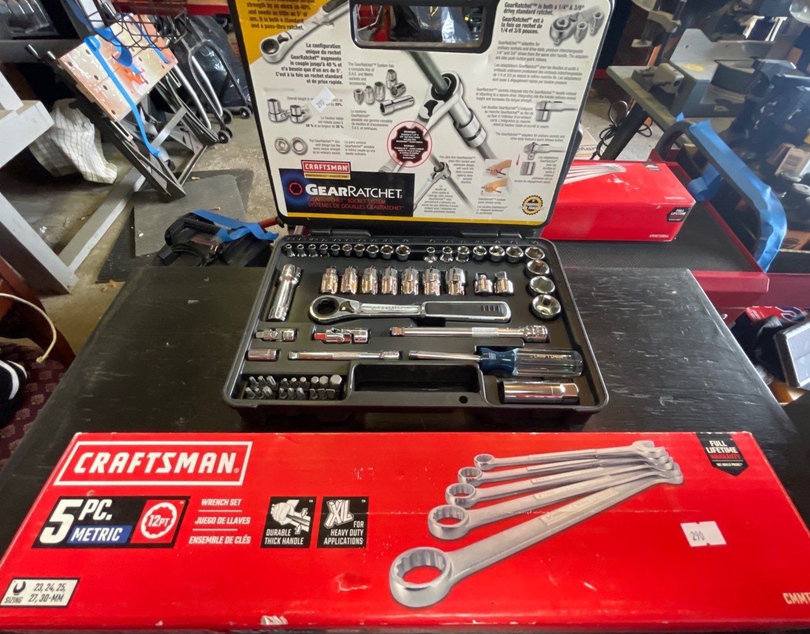 Full Rachet Set Box Craftsman Gear Ratchet Box Set w/ 5 Piece Metric 12 Point Wrench Set