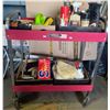 Image 1 : 36x33 Portable Work Station/ Tool Organizer on Casters w/ Assorted Shop Cleaning Supplies & Products
