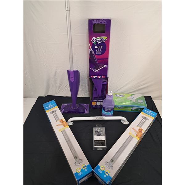 2 Swiffer Wet Jet Mops & Product, 2 24" Aqua Sense Grab Bars & More
