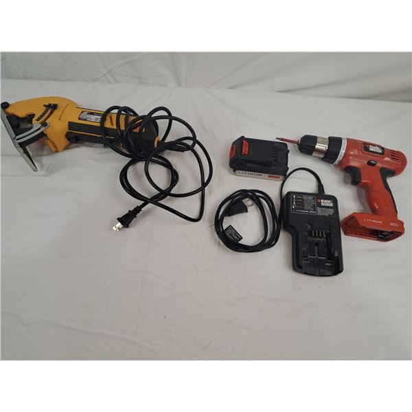 Black & Decker Drill With Battery & Charger & Intertek Rotorazer Saw