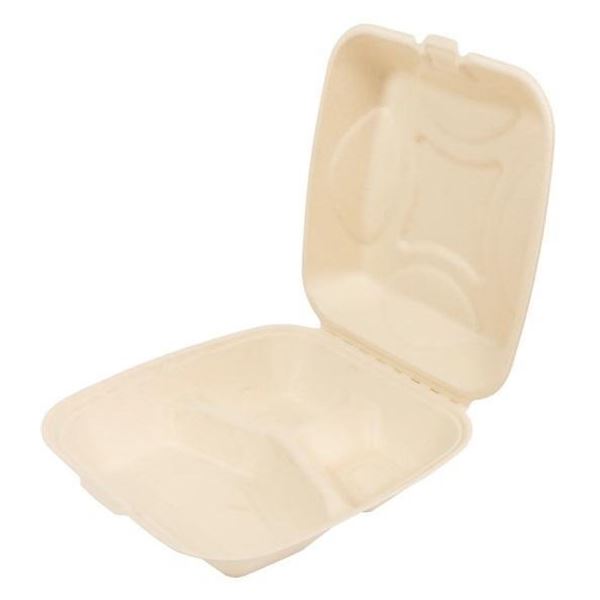 PrimeWare HL-93 Hinged Lid Container 3 Section 9" x 9" x 3.19" 2 x 100pcs