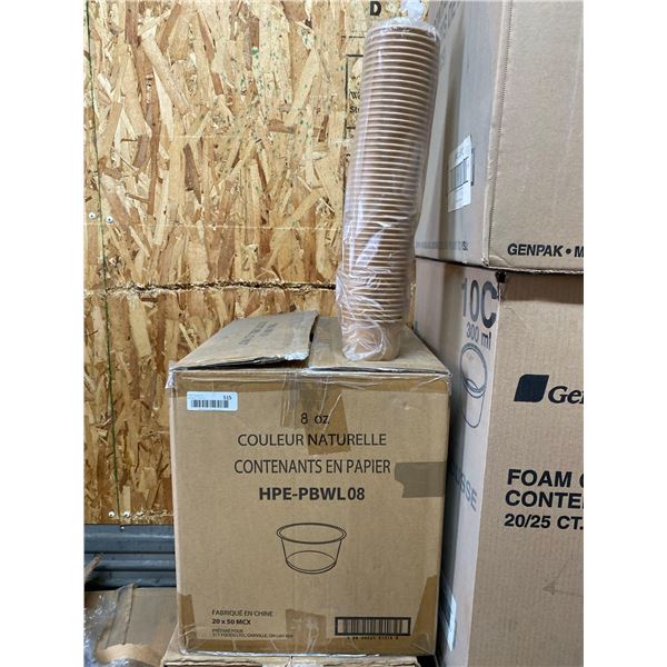 Natural Color Kraft Paper Containers HPE-PBWL08 8oz 20 x 50 count