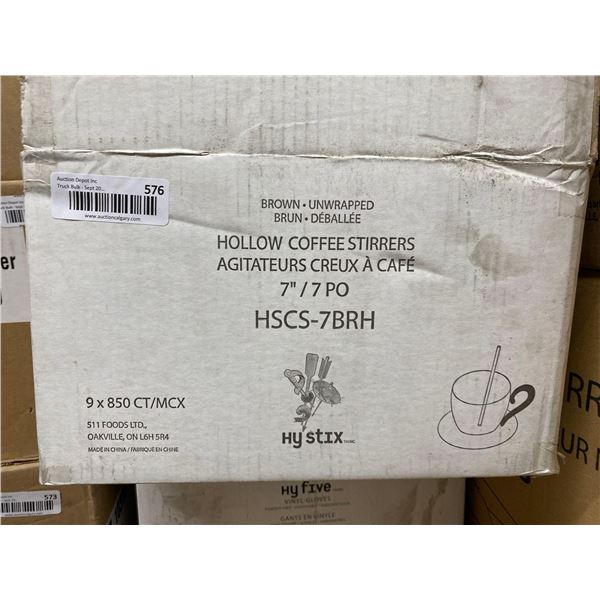 HyStix Hollow Coffee Stirrers 7" HSCS-7BRH 9 x 850 Count