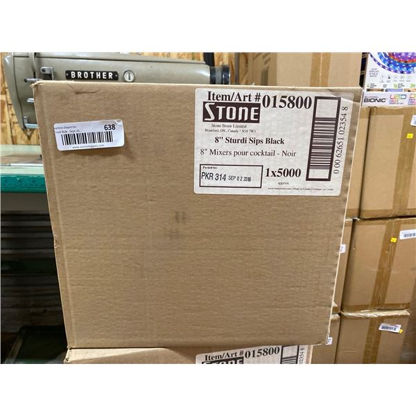 Stone Straws 8" Sturdi Sips Black Cocktail Straws 5000pcs