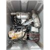 Image 1 : Lot of assorted power tools and meter  includes stacking gray tote