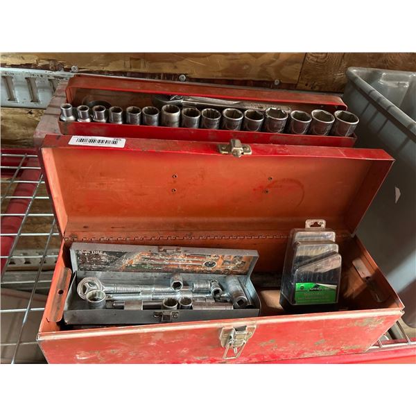 Lot of 2 Red Tool Boxes with contents as shown