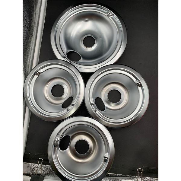 Lot of 4 Chrome Drip Bowls for Electric Range, 3 small, 1 large