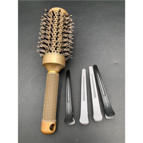 Aimike Round Brush 7in and Hair Clips