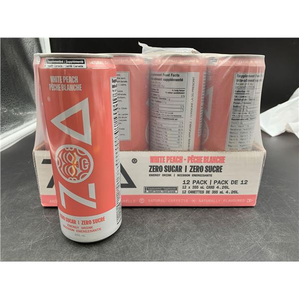 Zoa White Peach Zero Sugar Energy Drink (12 x 355ml)