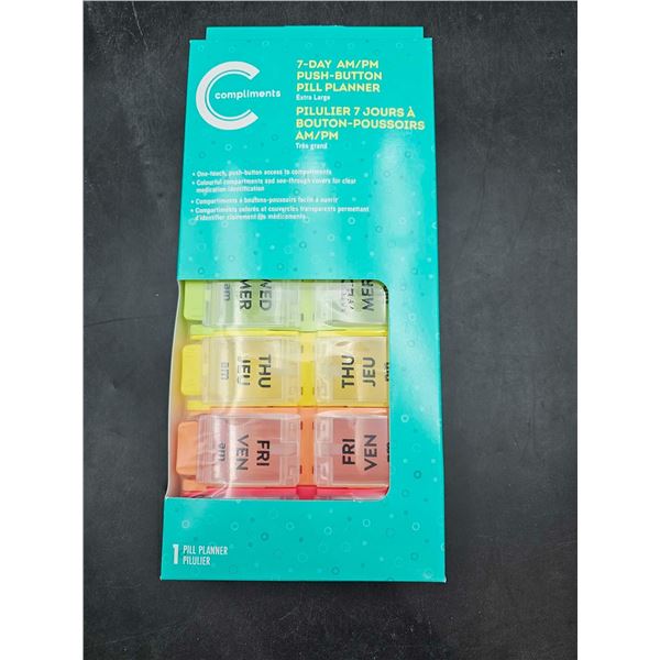 Compliments 7-Day AM/PM Push-Button Pill Planner XL