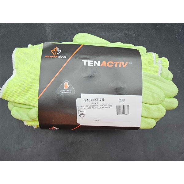 Tenactiv Glove Hi-Viz Knit 18ga Blended HPPE & Steel Foam (12 pairs)