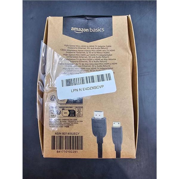 Amazon Basics High Speed Mini-HDMI to HDMI TV Adapter Cable, Supports Ethernet, 3D, and Audio Return