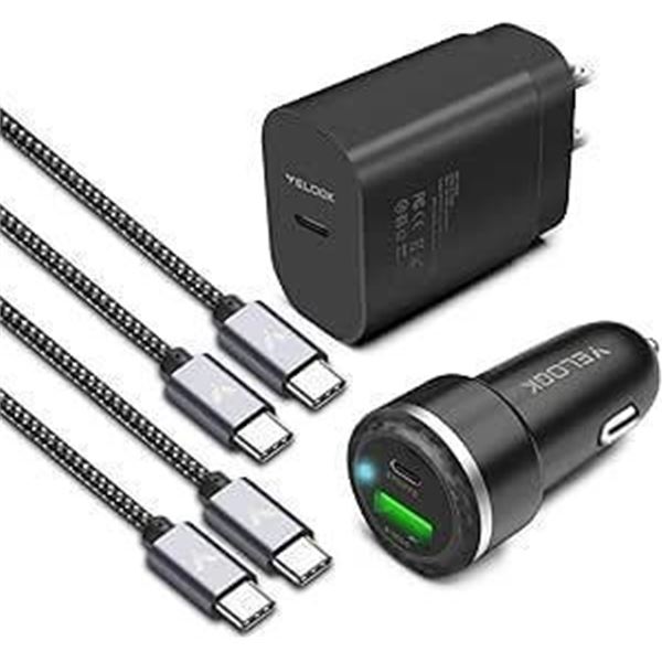 Super Fast Charger Type C Kit, VELOGK 25W PD PPS USB C Wall/Car Charger for Samsung Galaxy S24/S23 U