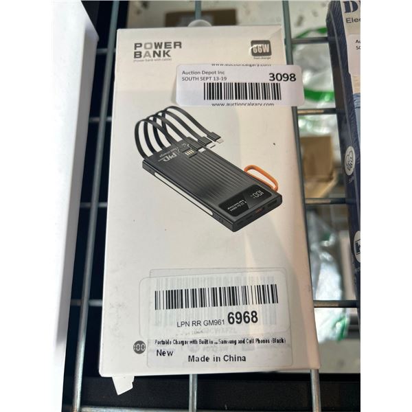 Portable charging power bank with multiple cables