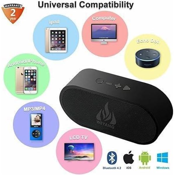 Weyang Portable Bluetooth Speaker, Wireless Outdoor Speakers with Enhanced Bass and Stereo Sound, Su