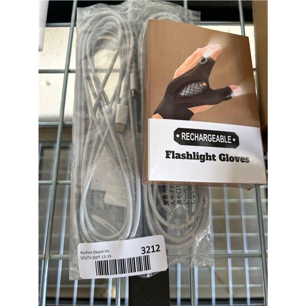 Flash Light Gloves and 2 Charging Cables