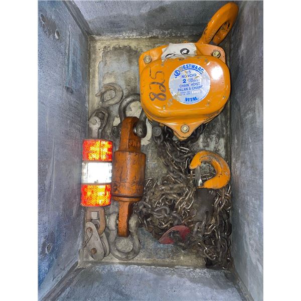 Westward 2 Ton Chain Hoist in Blue Metal Tool Box
