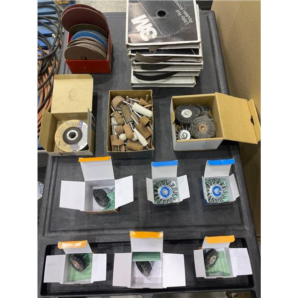 Lot of Sanding Pads, Sand Paper Strips and Metal Wire Wheels