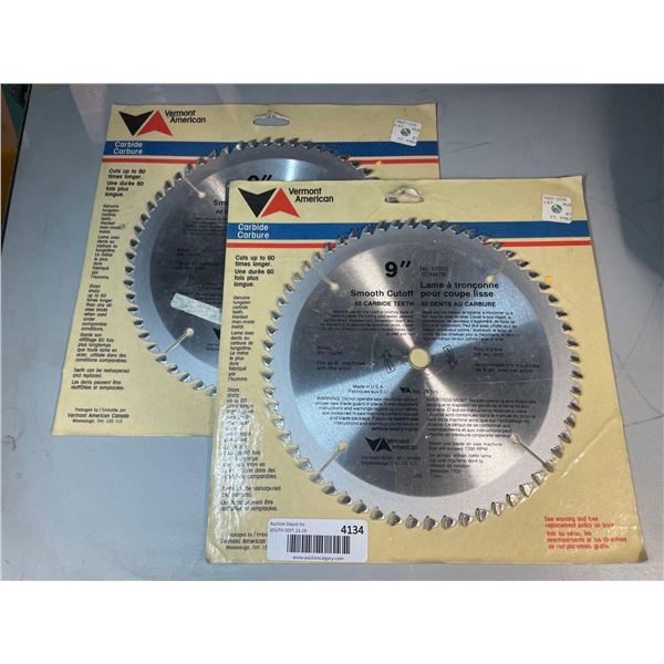 Vermont America 9" Smooth Cutoff 60 Carbide Teeth Saw Blade Lot of 2