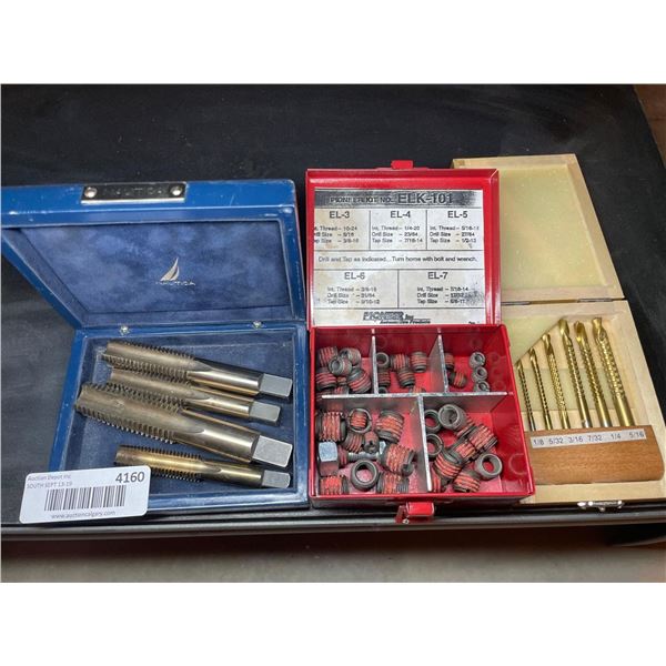 Assorted Lot of 4 Thread Form Taps, Thread Repairs and Titanium Coated Drill Bits