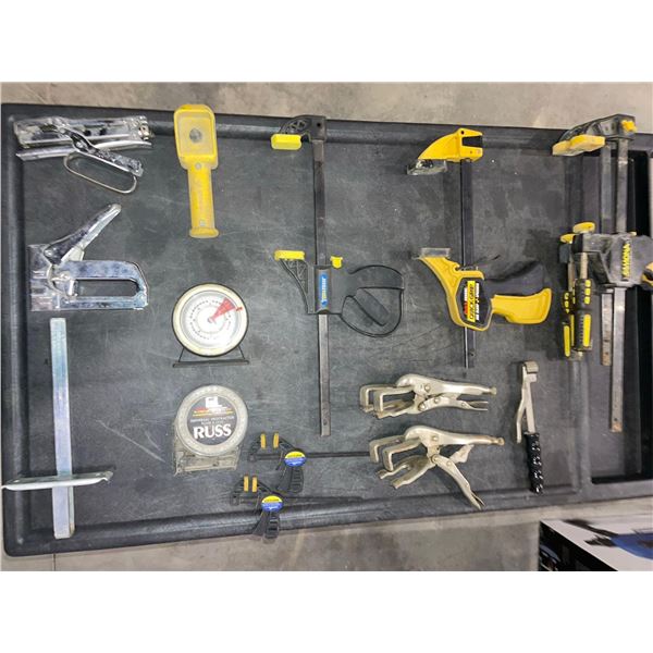 Assorted Lot of Grips, Clamps and Staple Guns