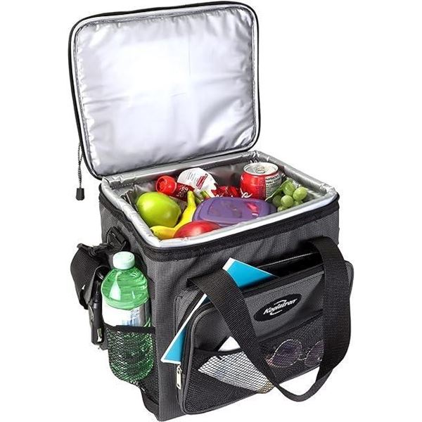 Koolatron Electric Portable Cooler Plug in 12V Car Cooler Bag, 14 qt (13 L) Black/Gray Soft-Sided Po
