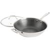 Image 1 : Kenmore Elite Luke Hybrid 12" Tri-Ply Stainless Steel PFOA Free Nonstick Wok Pan W/Lid, Metal Utensi