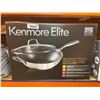 Image 2 : Kenmore Elite Luke Hybrid 12" Tri-Ply Stainless Steel PFOA Free Nonstick Wok Pan W/Lid, Metal Utensi